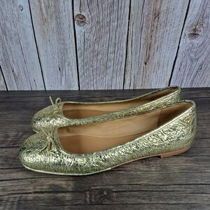Tory Burch Laila 2 Driver Ballet Crinkle Metallic in Spark Gold ✨ BNIB